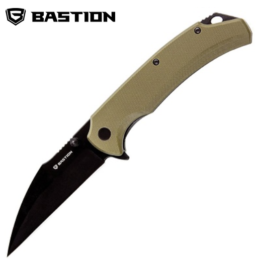 Bastion Talon Flipper Folding Knife, D2 Black, G10 OD Green, BSTN2392